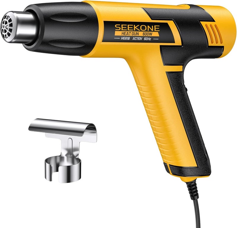 SEEKONE Mini Heat Gun, 600W Dual Temperature Hot Air Gun Tool 572℉&932℉, With 4.9Ft Long Cable and Overheat Protection for Crafts, Embossing, Paint Stripping, Shrink Wrap, and Heat Shrink Tube - Image 1